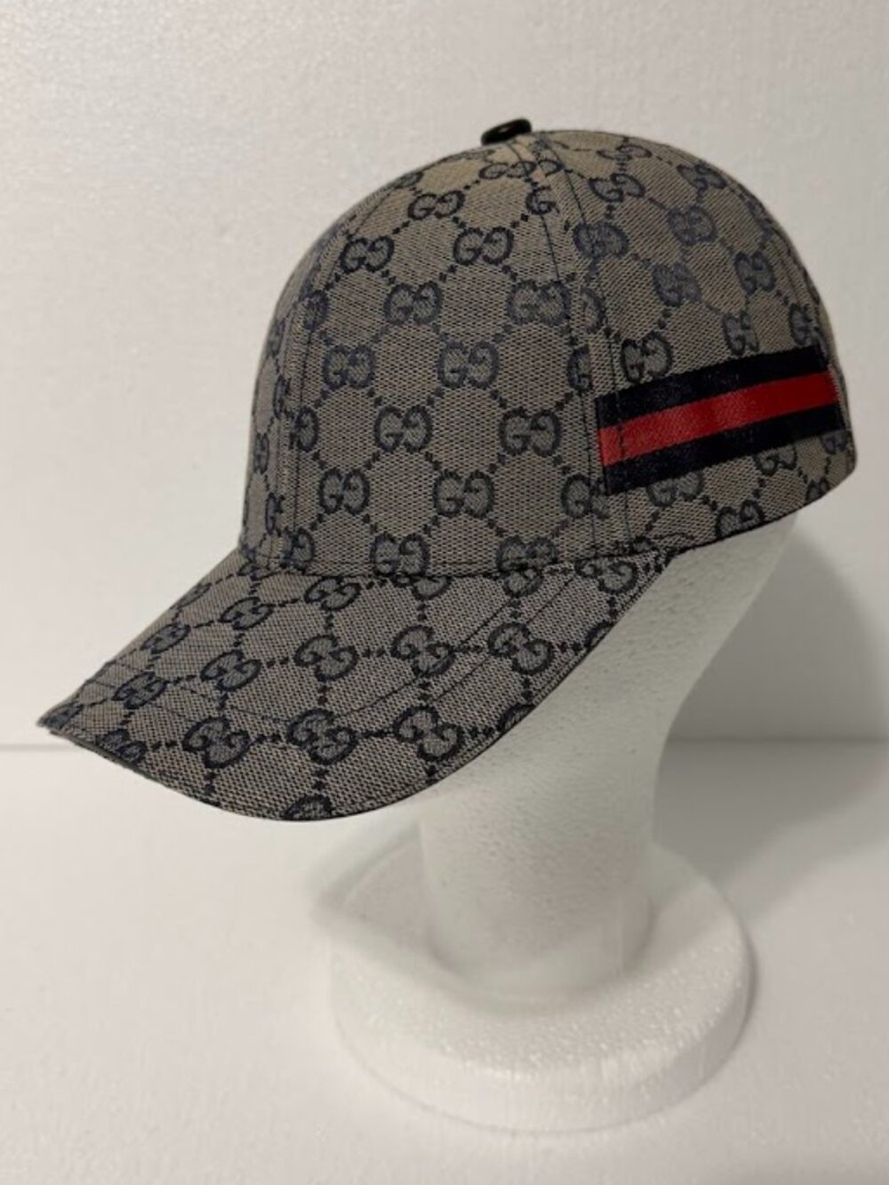 Unisex GG Supreme Baseball Cap Beige Blue Web Stripe Leather Strap Hat
